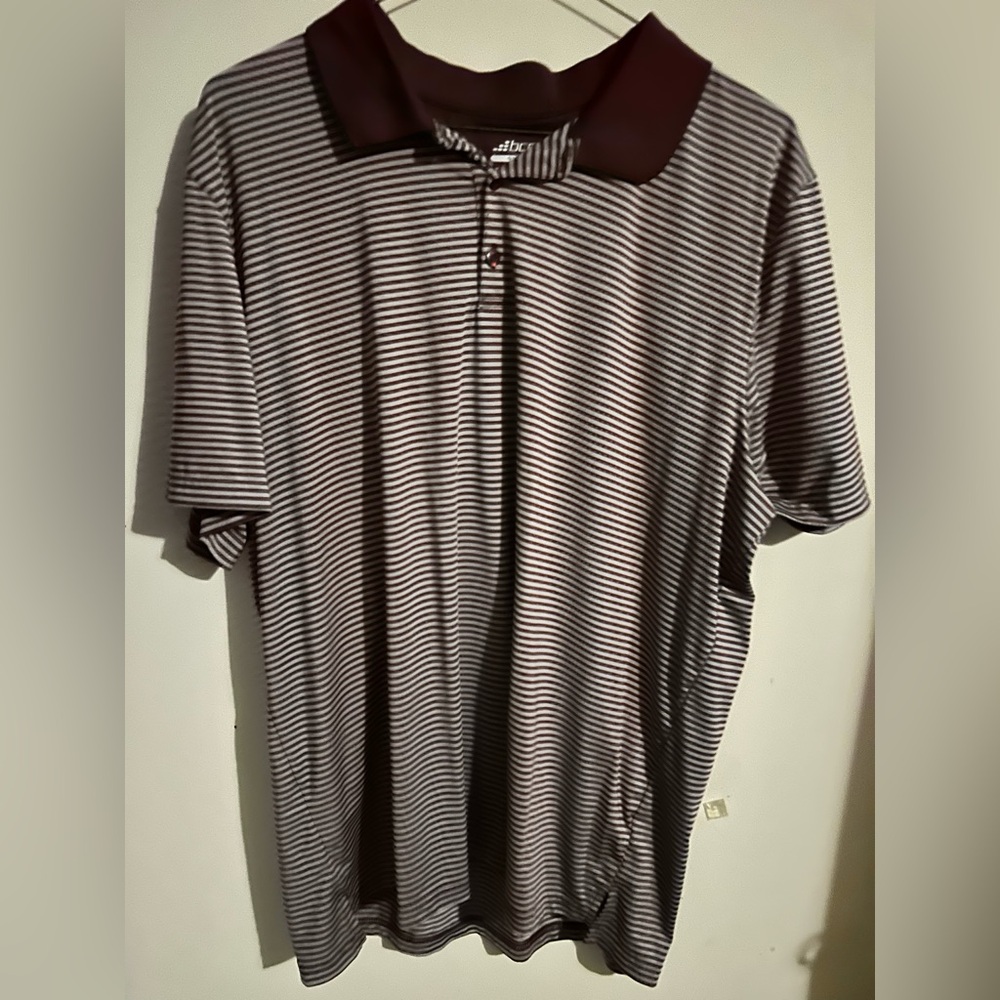BCG Maroon and White Striped Polo Shirt